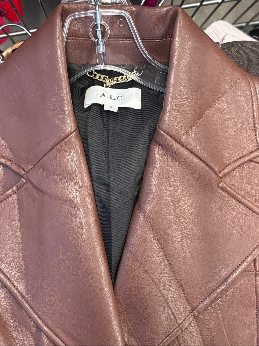 A.L.C. Amelia Jacket Caffe Faux Leather Blazer Size 2 - Picture 9 of 12